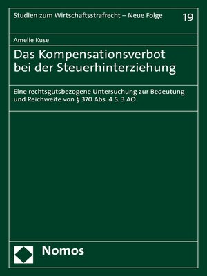 cover image of Das Kompensationsverbot bei der Steuerhinterziehung